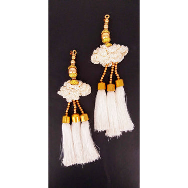 White Tassels With Pearl and Beads Embellishments Indian Tassels Wedding Bridal Latkan, Ethnic Tassels, Indian Latkan